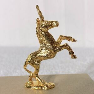 5/$35 Vintage Gold Tone Miniature Unicorn Sculpture Trinket